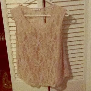 Soprano Champagne Lace Covered Top Layered Back